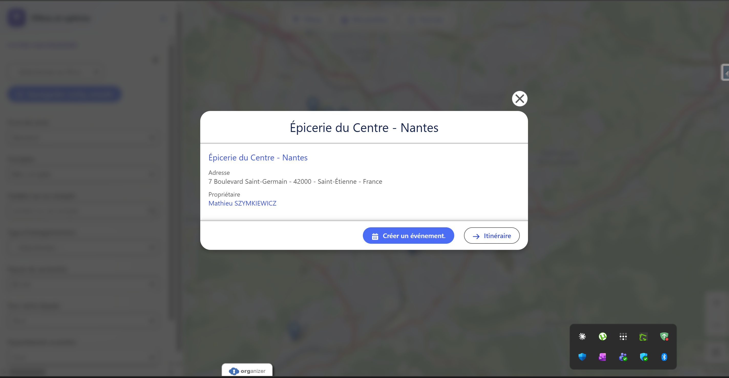 Fiche client avec boutons actions rapides