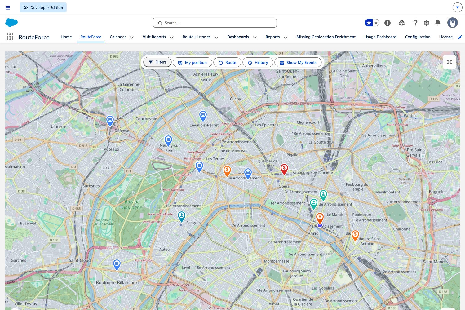 RouteForce main interface